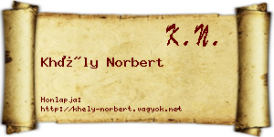 Khély Norbert névjegykártya